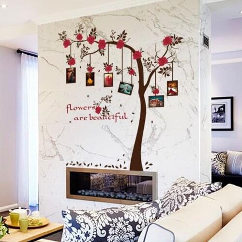 Big tree photo frame flower vine wall stickers Vinyl DIY Art Wall Decals For Living room Sofa Background wall Study Decor Murals
