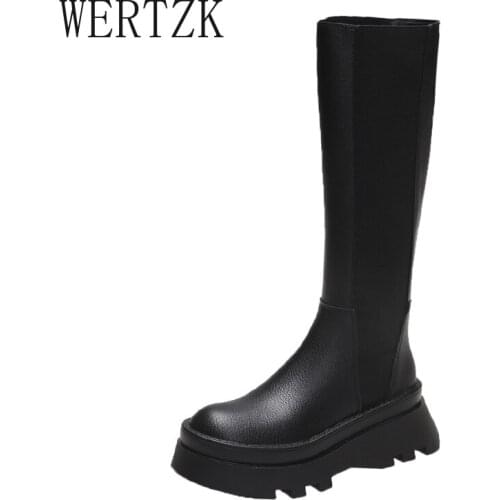 Gothic style fashionable Hot Sale Great Quality Chunky Heels Platform Casual Slip On stylish women Boots Women Black Walking