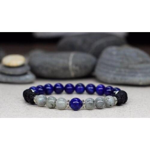 Natural Lapis lazuli bracelet Bule Mens bracelet gift for men Mens Yoga Mala Beads Bracelets Lava Stone Labradorite Bracelets