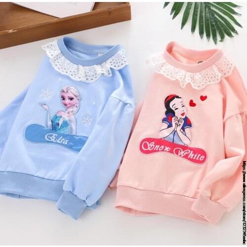 Disney Frozen Elsa Anna princess Long Sleeve Kids Sweatshirts Print Fashion Children Tops Cotton Autumn Spring Baby Shirts