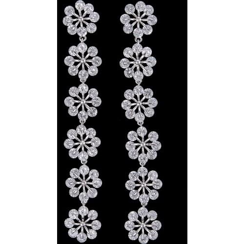 LARRAURI Long Drop Dangle Earrings For Women Wedding Bridal Fashion Jewelry Charms Flower Multi-layer Cubic Zirconia Earrings