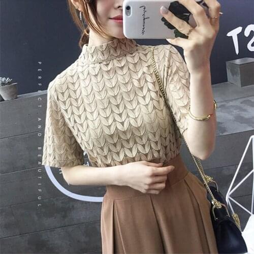 GGRIGHT vadim Hollow Out Blouse Women Lace Korean Streetwear Shirt Womens Tops Turtleneck Blusas Women Shirts 2019 harajuku