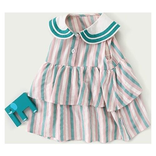 Cotton Linen Toddler Girls Dress Striped Summer Cake Tutu Dress for Girls Clothing Sleeveless Clothes High Quality 1- 6 Years