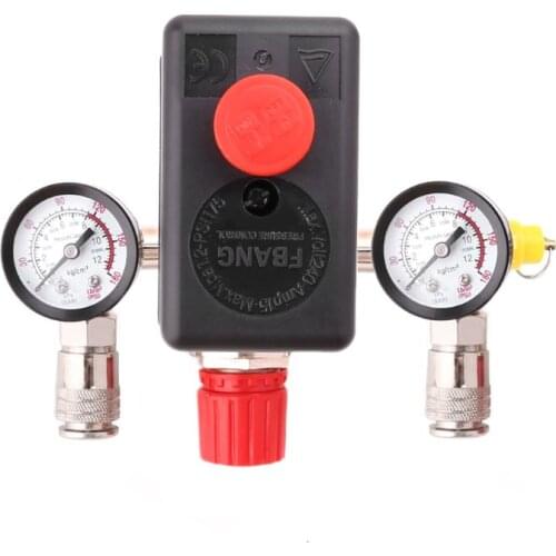 Air Compressor Pressure Control Switch Valve 0.5-1.25MPa With Manifold Regulator & Gauges