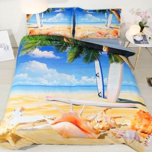 Royal Linen Source 3 PCS PER SET Sun and Surfing and Summer Beach fun 3d bed cover set Blanket Cover Set