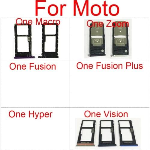 SIM & SD Card Tray For Moto Motorola One Macro Memory Card Holder Sim Adapter Slot Socket Repair Replacement Parts