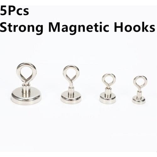5Pcs Magnetic Hanging Hooks Strong Magnet Neodymium Strong Rare Earth magnet Hanger for Home Kitchen Wall Hook