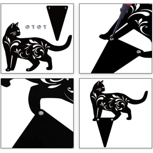 Metal Cat Statues Animal Silhouette Stake Garden Decor for Outside Decor