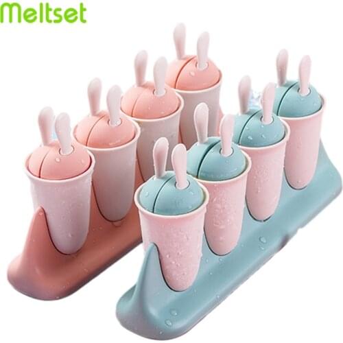 Cute Ice Cream Mold Plastic Rabbit Ice Cream Maker Homemade DIY Ice Cream Tools Popsicle Ice Pop Mold