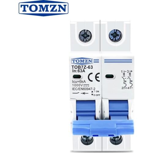 2P DC MCB 1000V Solar Mini Circuit Breaker 3A 6A 10A 16A 20A 25A 32A 40A 50A 63A DC MCB for PV System