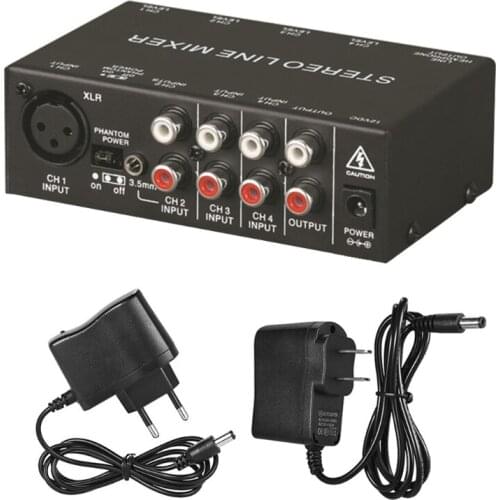 MX500 Mini Stereo Microphone Mixer Rca 5-Channel Mixer Small Mixer Mixer Stereo Dispenser for Live and Studi-o N7MC