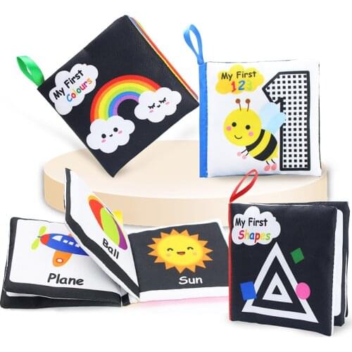 Infant Soft Cloth Book with Rustle Sound Early Educational Toys Color Number Shape Cognition for Newborn Baby Toddlers Gifts