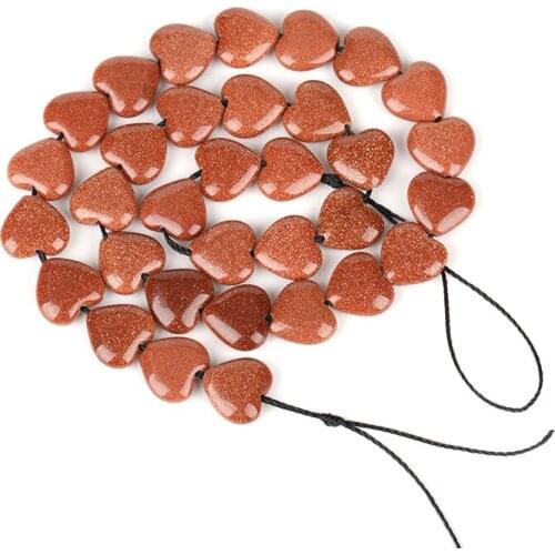 Natural golden gold sand sandstone semi precious stone beads heart shape stone bead for jewelry DIY
