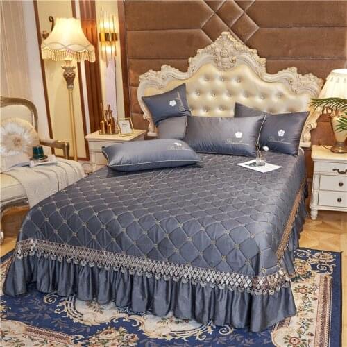 100% egyptian cotton bedding set bedspread and pillow case quilting luxury embroidery bed covers bed linen anthracite gray color
