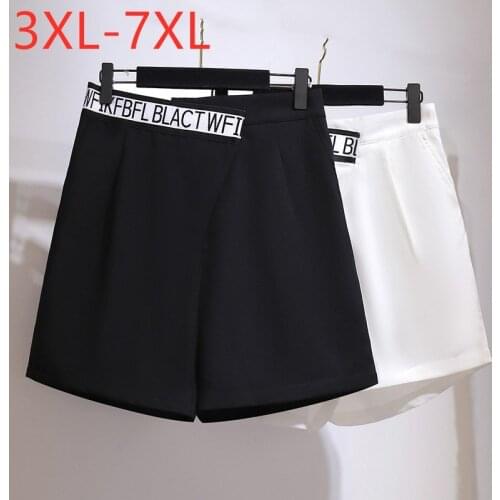 New 2021 Ladies Summer Plus Size Shorts For Women Large Loose Wide Leg Black White Shorts 3XL 4XL 5XL 6XL 7XL