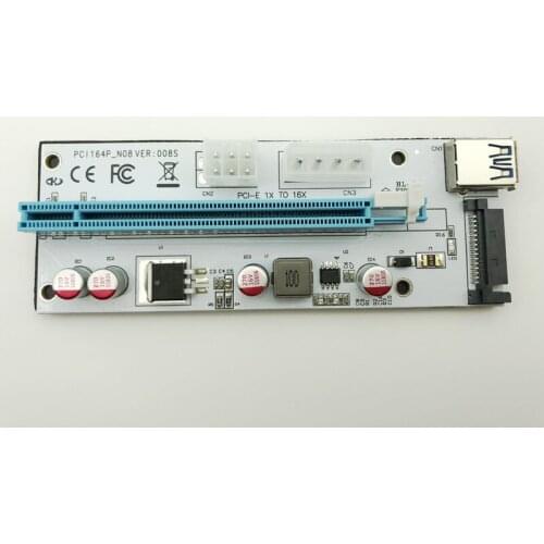 NEW USB3.0 008S PCI-E Riser Express 1X 4x 8x 16x Extender Riser Adapter Card SATA 15pin to 6pin Power Cable Dual Power Interface