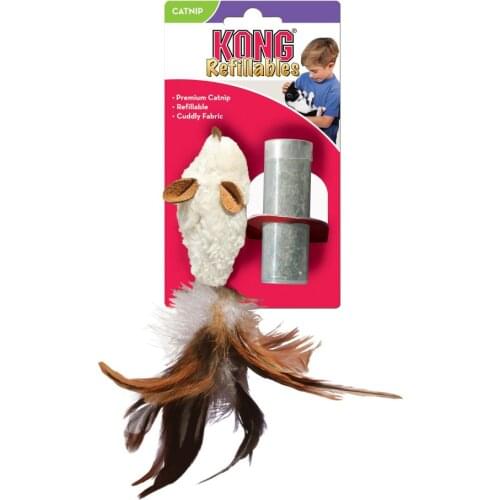 KONG Refillable Catnip Feather Mouse for Cats Toy -NM42