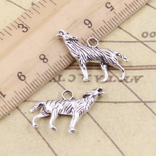 10pcs Charms Howling Wolf 26x20mm Tibetan Bronze Silver Color Pendants Antique Jewelry Making DIY Handmade Craft