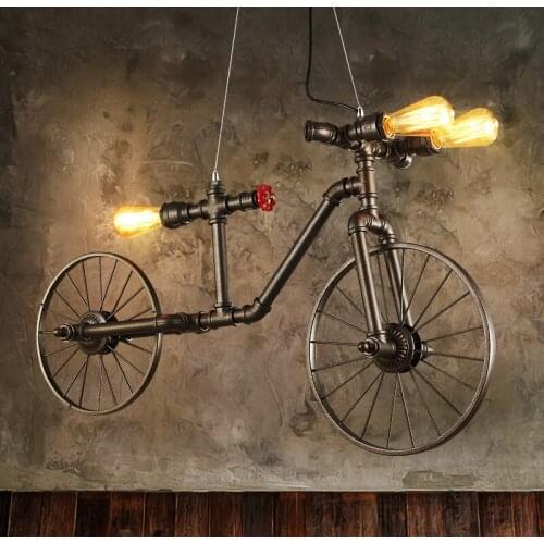E27 Nordic Iron Retro Cafe Pendant Lamp Bedroom Restaurant Bar Industrial Wind Creative Individual Bicycle Bike Pendant Lights
