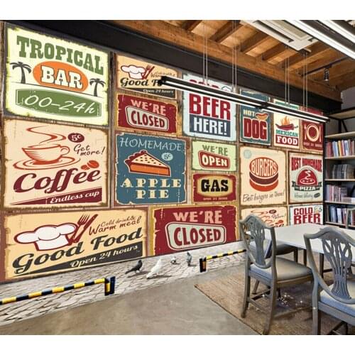 Custom 3D retro wallpaper, bread cake coffee icon for the restaurant cafe cake shop background wall waterproof PVC wallpaper