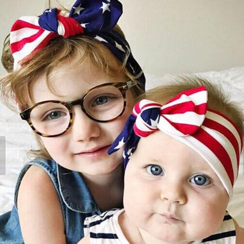 On sale Girls 4th of July Headband For 2018 Independence Day Hair Accessories Kids Patriotic Rabbit EAR American Flag Hair Band