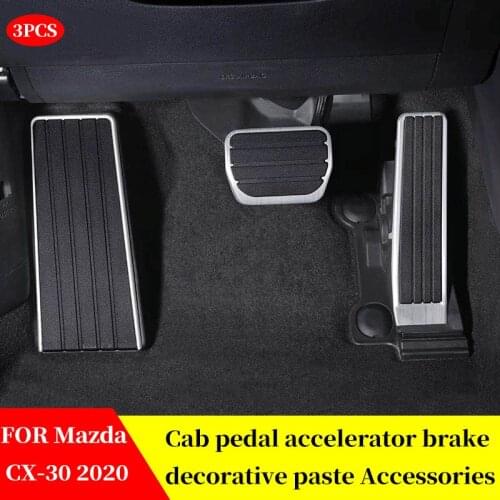 FOR Mazda CX-30 CX30 2020 Stainless Steel Car Accelerator Brake Pedal Cover Foot Non-slip Skidproof Sticker Protector
