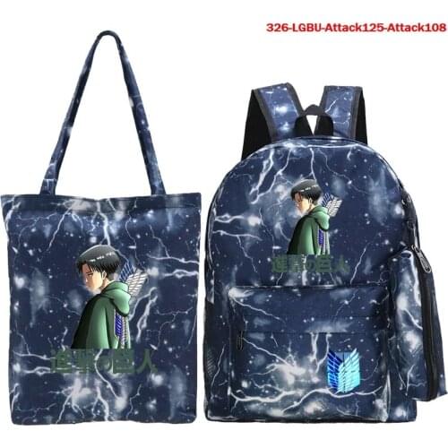 Attack On Titan Backpack Cosplay Bag Pencil Case Shingeki No Kyojin Schoolbag Unisex Daily Bag Mochila Three-piece Suit 3