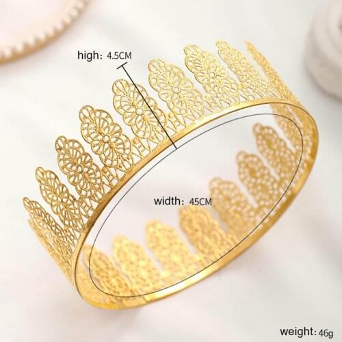 FORSEVEN Men Women Baroque Style Tiaras for Royal King Queen Gold Color Metal Wedding Crowns for Brides Noiva Decorative Jewelry