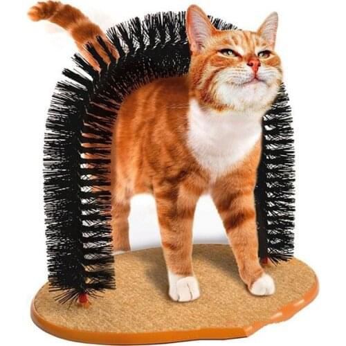 Pet Products Good Arch Pet Cat Self Groomer With Round Fleece Base Cat Toy Brush Toys For Pets Scratching Devices Pet Products