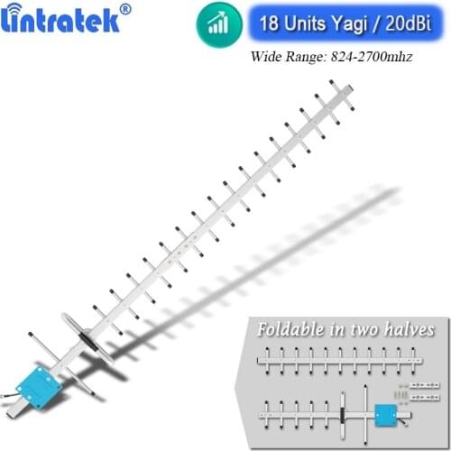 Lintratek 824-2700mhz 20dbi High Gain 18-units Yagi Outdoor Antenna 2G 3G 4G LTE for Cellphone Cellular Signal Booster Reapeter