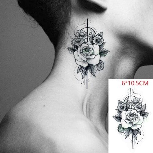 Waterproof Temporary Tattoo Sticker Daisy Sunflower Rose Flower Body Art Flash Tattoo Fake Tattoo for Women Men