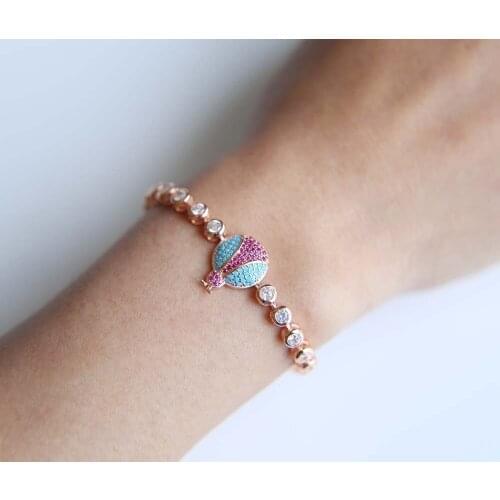 Top quality cute animal rose gold color heart arrow cubic zirconia Girl ladies fashion luxury Beautiful best gift bracelet