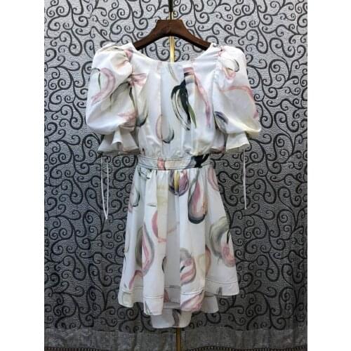 Hollow Out Sexy Dress 2021 Summer Style Women O-Neck Elegant Floral Print Sexy Backless Short Sleeve Casual Party Club Dress
