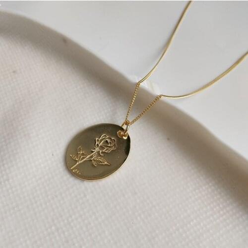 Silvology 925 Sterling Silver Oval Rose Flower Necklace Gold Elegant Female Pendant Necklace Festival Romantic Jewelry Gift New