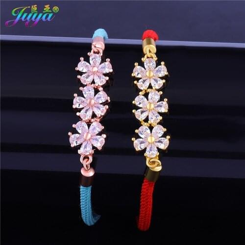 Gold//Rose Gold Cubic Zirconia Flowers Charm Bracelet For Women Men Couple Jewelry Bracelet Supplies