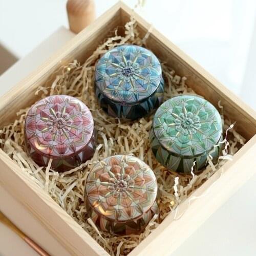 1PC Flower Tea box candle tin small tea leaf through gold European creative wedding Candy box For Wedding Gift