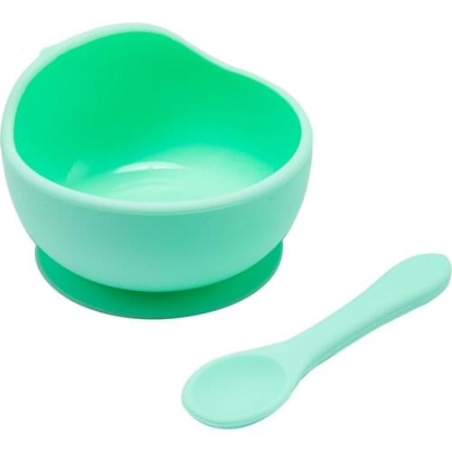 2PCS/Set Baby Silicone Tableware Baby Feeding Set Food Grade Non-Slip Silicone Bowl Spoon
