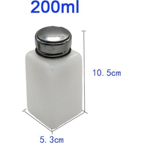 200ML Portable Press Empty Refillable Bottle Liquid Alcohol Pump UV Gel Nail Polish Cleaner Acetone Water Remover Dispenser