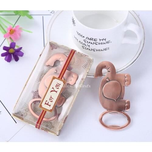 50pcs Lucky Elephant Bottle Opener in Gift Box Wedding Favors Beer Can Bottle Opener Party Giveaway Gift For Guest