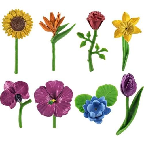 8Pcs Mini Simulation Flower Ornaments Sand Table Decoration DIY Accessories