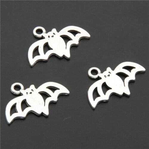 8pcs Silver Color Flying Bat Vampire Halloween Charms Pendant Making Diy Handmade Jewelry Finding A2716 A2716