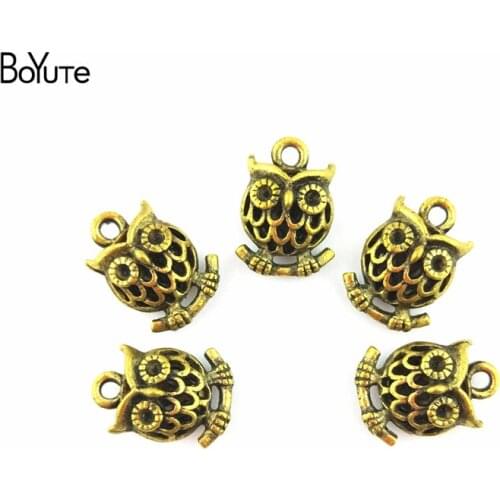 BoYuTe (30 Pieces/Lot) 12*17MM Antique Bronze Plated Zinc Alloy Owl Pendant Charms for Jewelry Making Accessories Diy Handmade