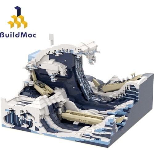 Buildmoc Small Particles Puzzle Toy Building Blocks-world Famous Painting "kanagawa Surfing" Build Art With Building Blocks