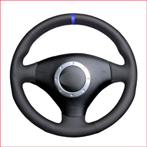 Blue Marker Artificial Leather Steering Wheel Cover for Audi A2 8Z A3 8L Sportback A4 B6 Avant A6 C5 A8 D2 TT 8N S3 S4 RS 4 RS