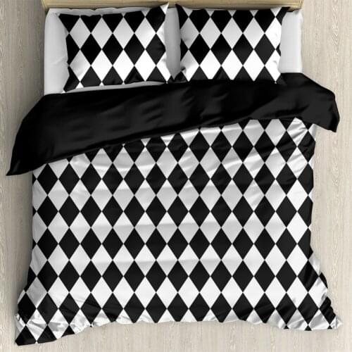 Black And White Scotland Tradition TWeed Plaid Duvet Cover Sets Pillowcase Bedclothes Bedroom Decor Bedding Set 3Pcs/Set Soft