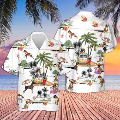 JUMEAST Men 3D Cute Funny Shirts Summer Casual Oversize Single Breasted Shirt for Men Dog Hawaii Style Men Shirt S-5XL