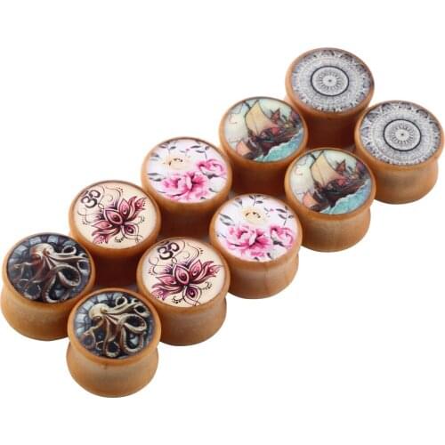 JUNLOWPY Wood Organic Ear Tunnel Plugs Stretchers Eyelet Gauges Earring Expanders for Men and Women Body Piercing Jewelry 2pcs