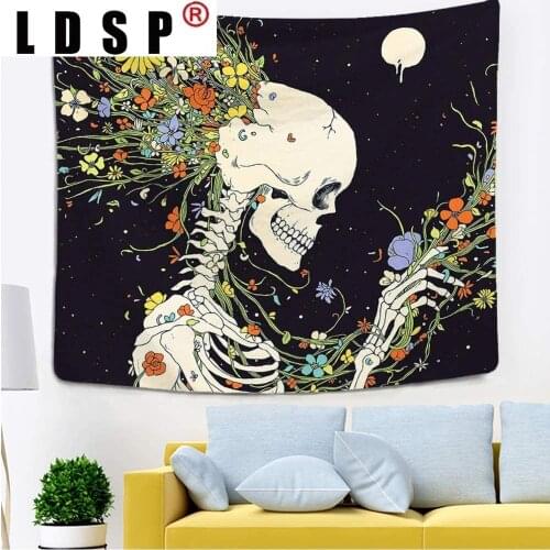 LDSP Nightmare Before Christmas Starry Night Sky Gift Movie Lover Skull Tapestry Skin-friendly Polyester Tapestry Tapiz
