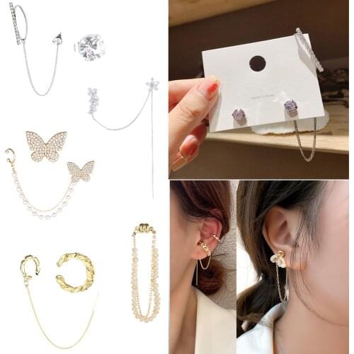 Fashion Butterfly Clip Earrings Ear hook Alloy Earrings Double pierced Earring Women Party Jewelry Accessories Fashion Gift