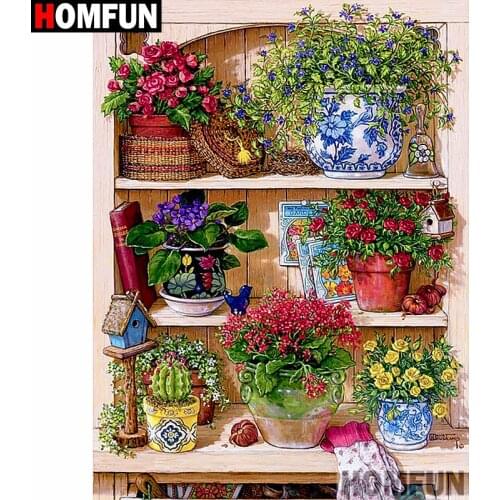 HOMFUN 3D Diamond Painting "Flower bottle" DIY Full Rhinestones Drill Cross stitch Kits Square Round Diamond Embroidery A27222